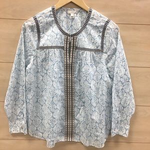 J.Crew Women’s Embroidered Printed Peasant Blouse